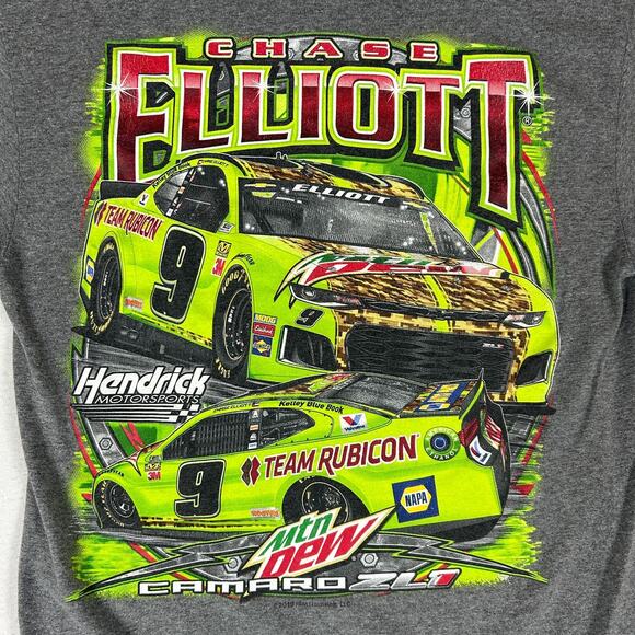 Hendrick Motorsports Chase Elliott #9 Mtn Dew Graphic T-Shirt Men's Medium Gray - Picture 6 of 9